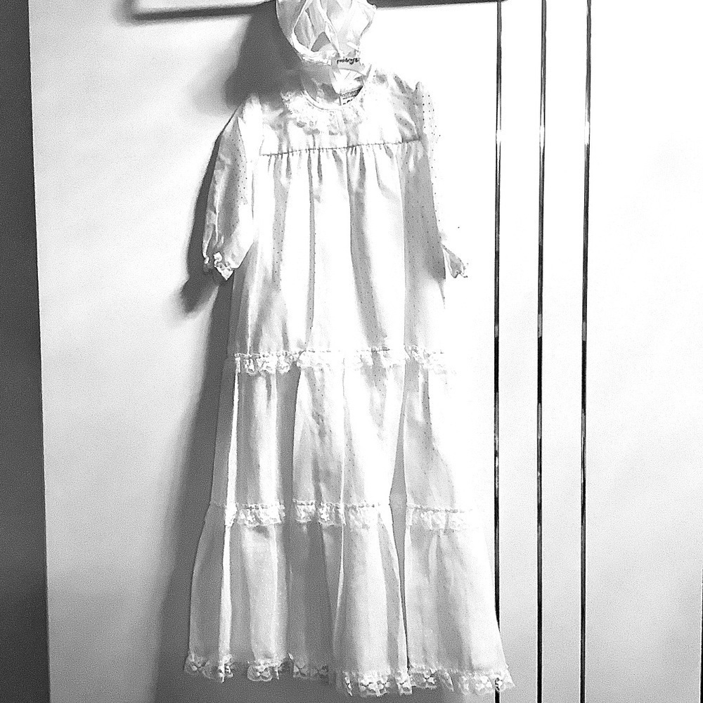 Vintage Newborn Christening Gown & Bonnet White